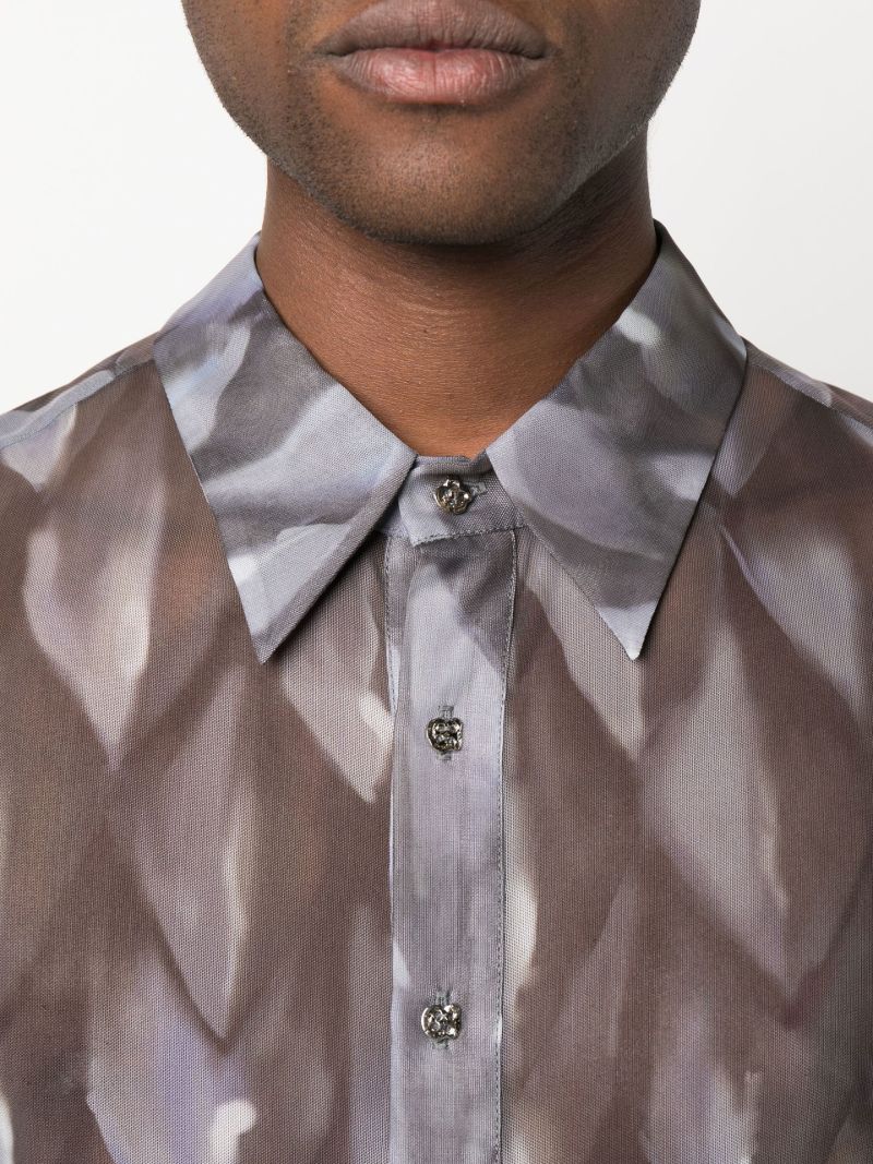 Grey Semi Sheer Long Sleeve Shirt