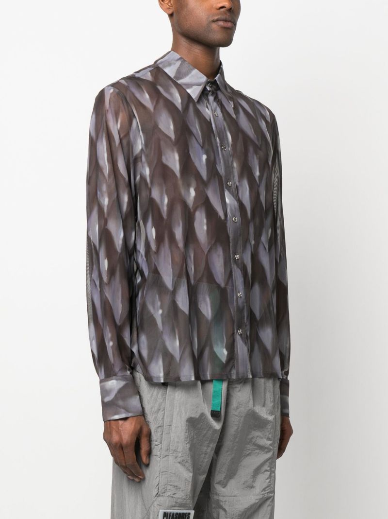 Grey Semi Sheer Long Sleeve Shirt