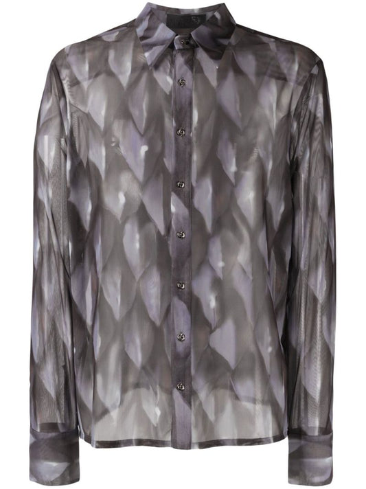 Grey Semi Sheer Long Sleeve Shirt