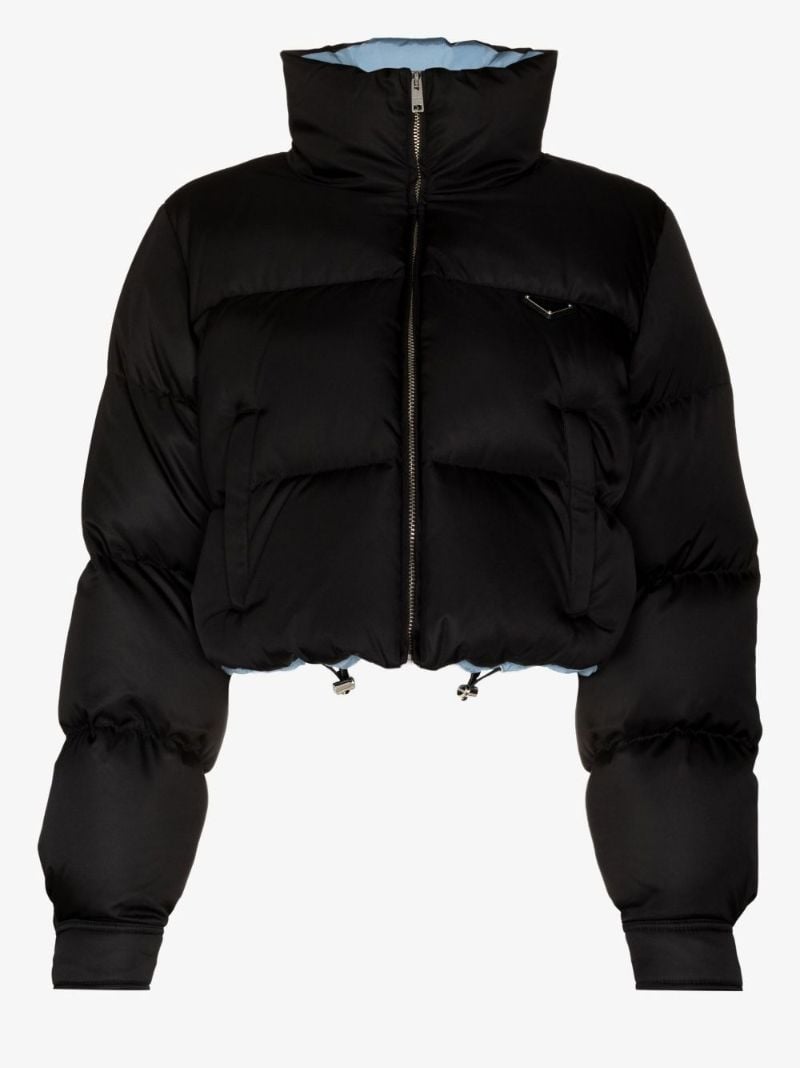 Black Re-nylon Cropped Puffer Jacket