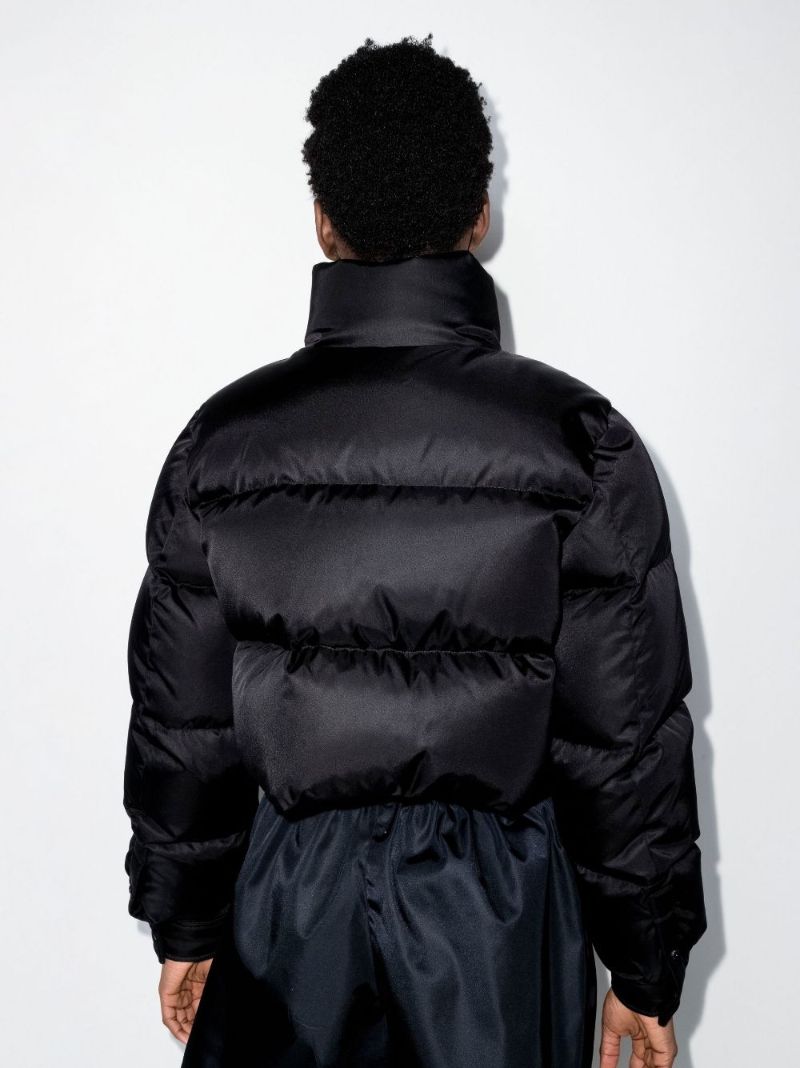 Black Re-nylon Cropped Puffer Jacket