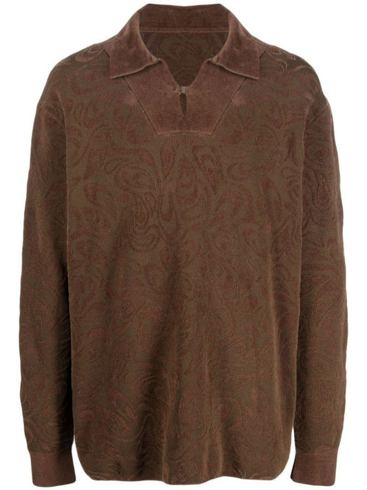 Brown Le Polo Paisley Polo Shirt