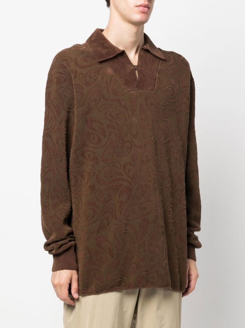 Brown Le Polo Paisley Polo Shirt