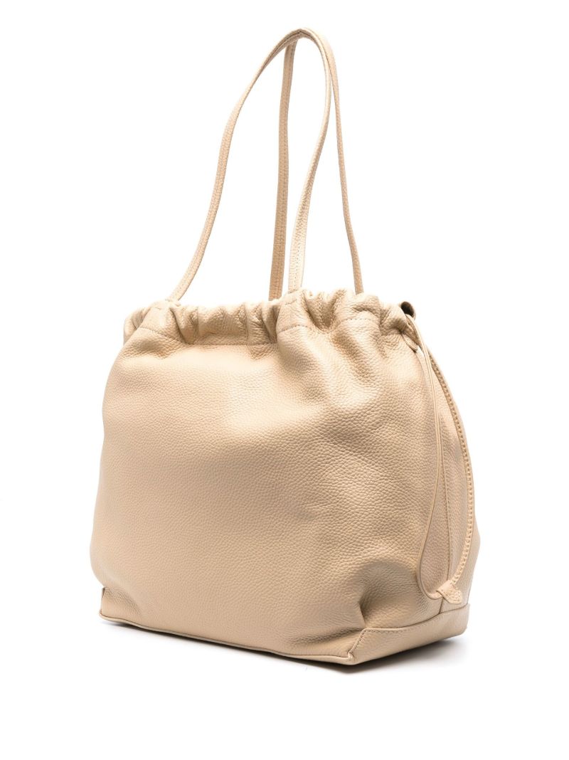 Neutral Oslo Drawstring Leather Tote Bag