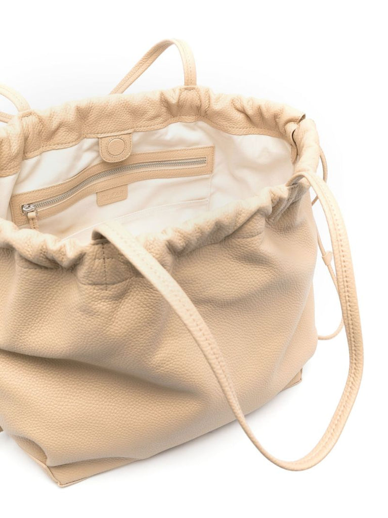 Neutral Oslo Drawstring Leather Tote Bag
