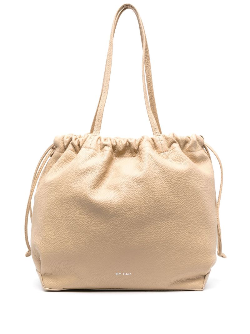 Neutral Oslo Drawstring Leather Tote Bag