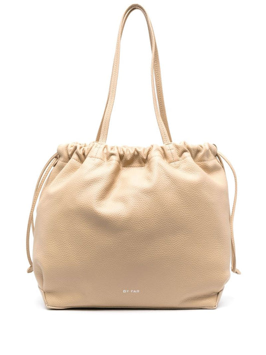 Neutral Oslo Drawstring Leather Tote Bag