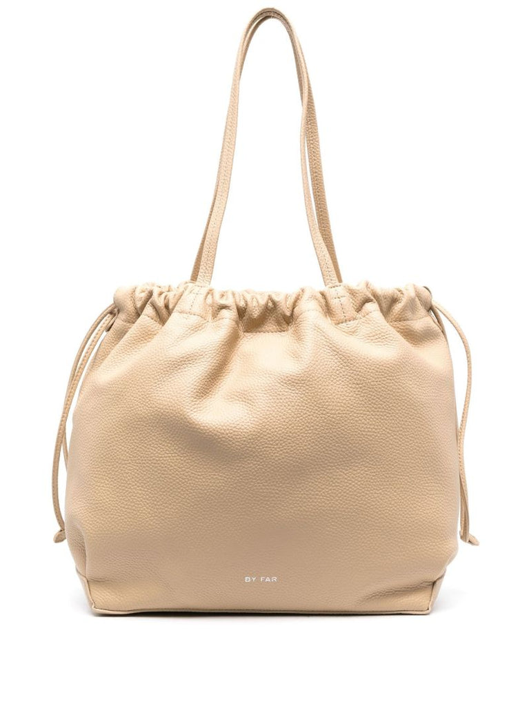 Neutral Oslo Drawstring Leather Tote Bag