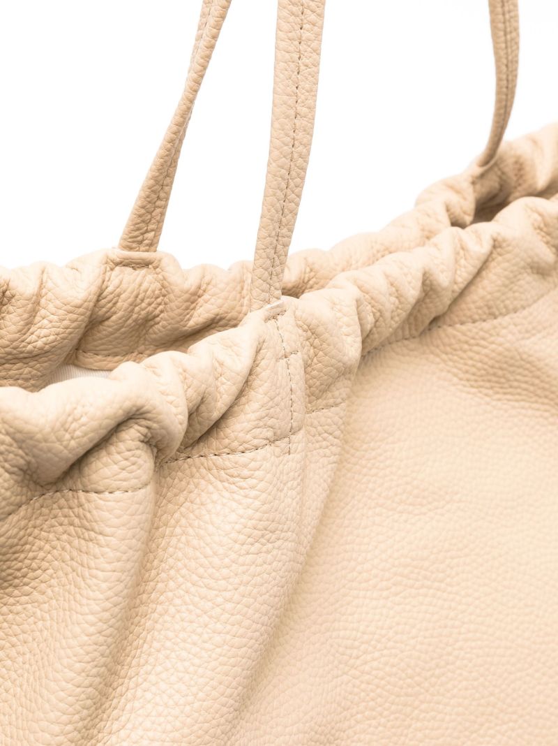 Neutral Oslo Drawstring Leather Tote Bag