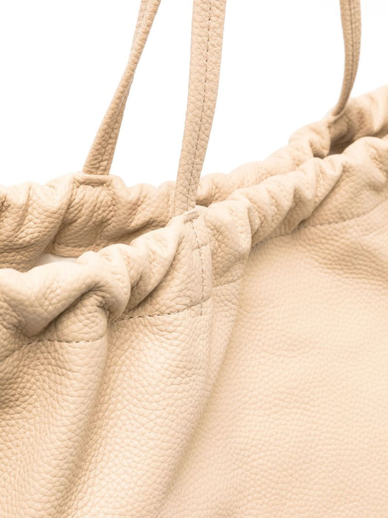 Neutral Oslo Drawstring Leather Tote Bag