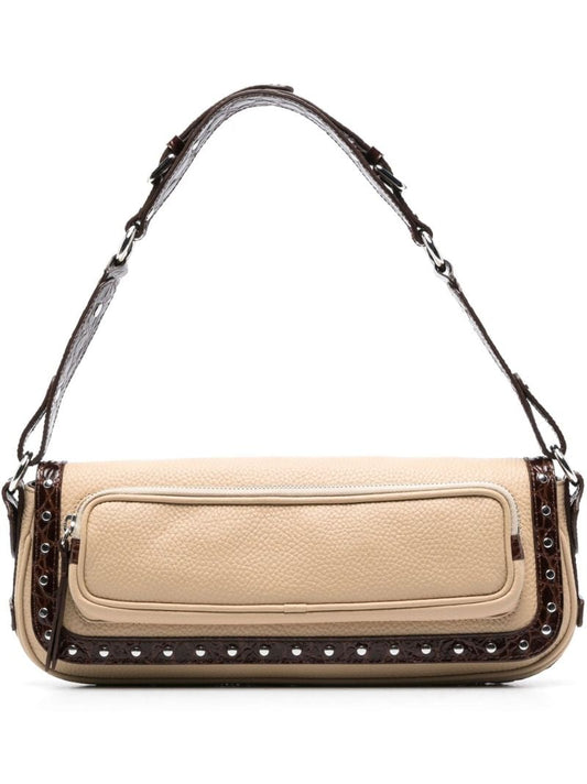 Neutral Maddy Leather Shoulder Bag