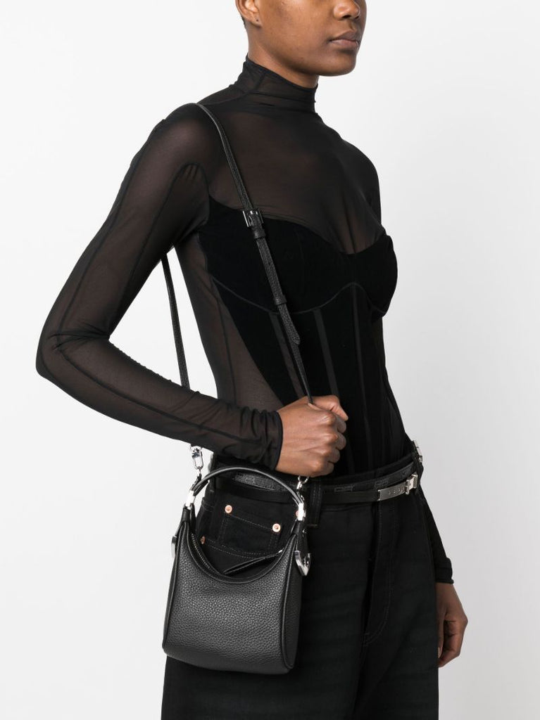 Black Cosmo Leather Top Handle Bag