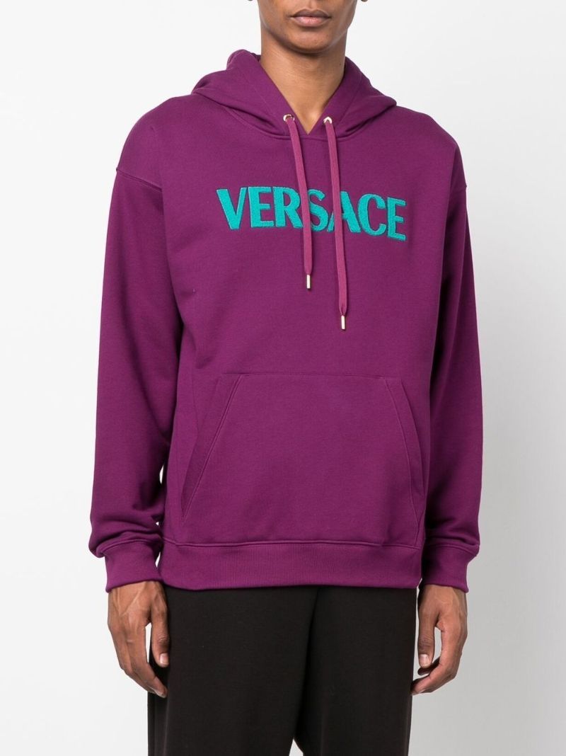 Purple Logo Cotton Hoodie