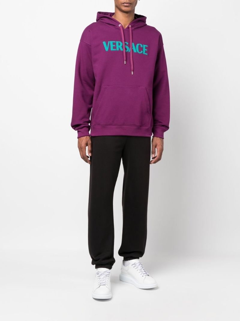 Purple Logo Cotton Hoodie