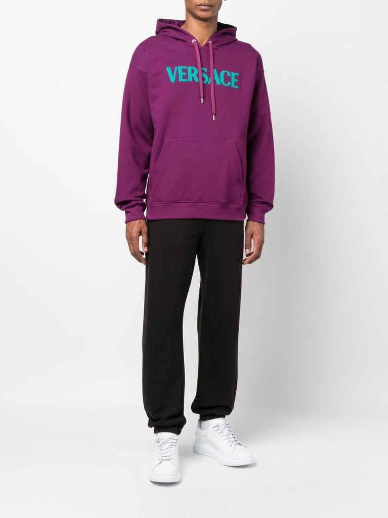Purple Logo Cotton Hoodie