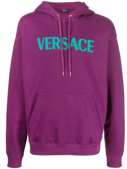 Purple Logo Cotton Hoodie