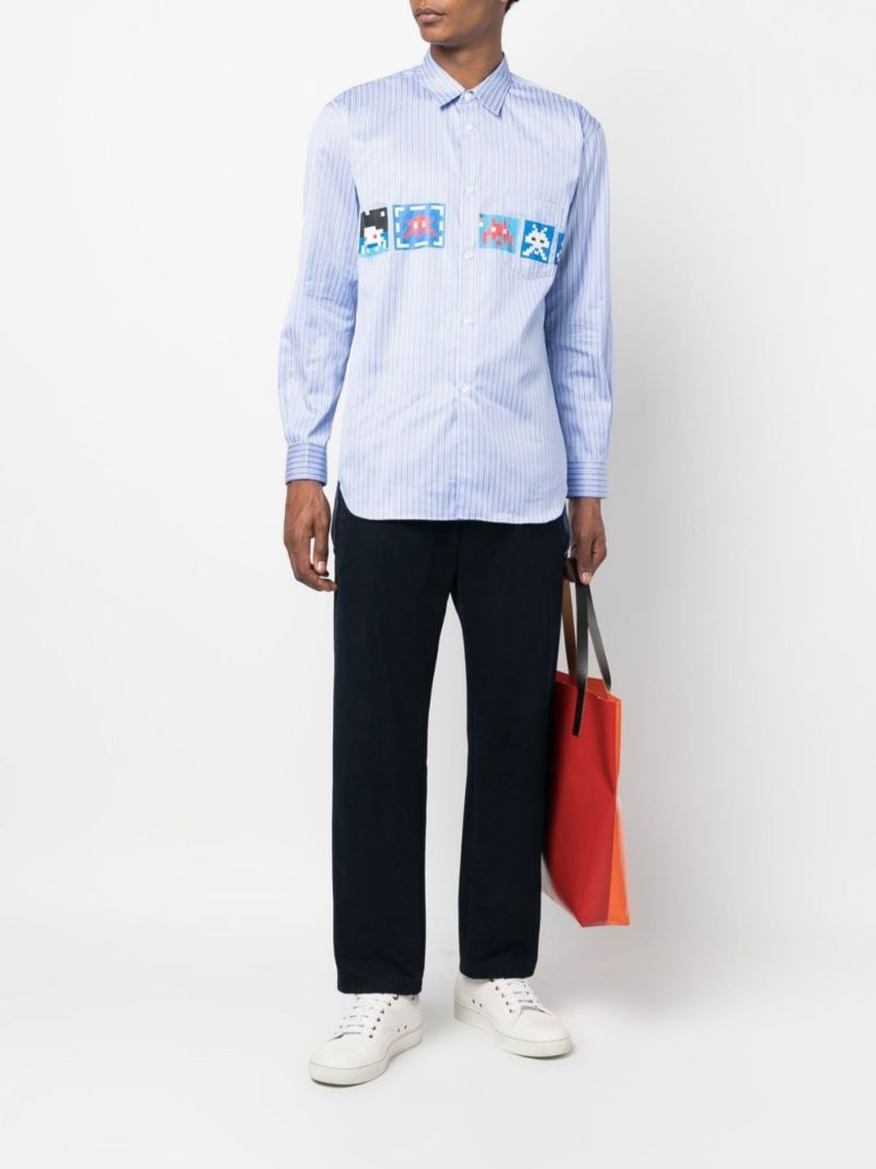 Blue Striped Printed Cotton Shirt