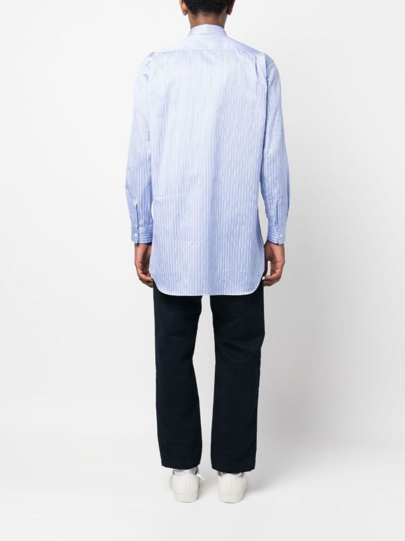Blue Striped Printed Cotton Shirt