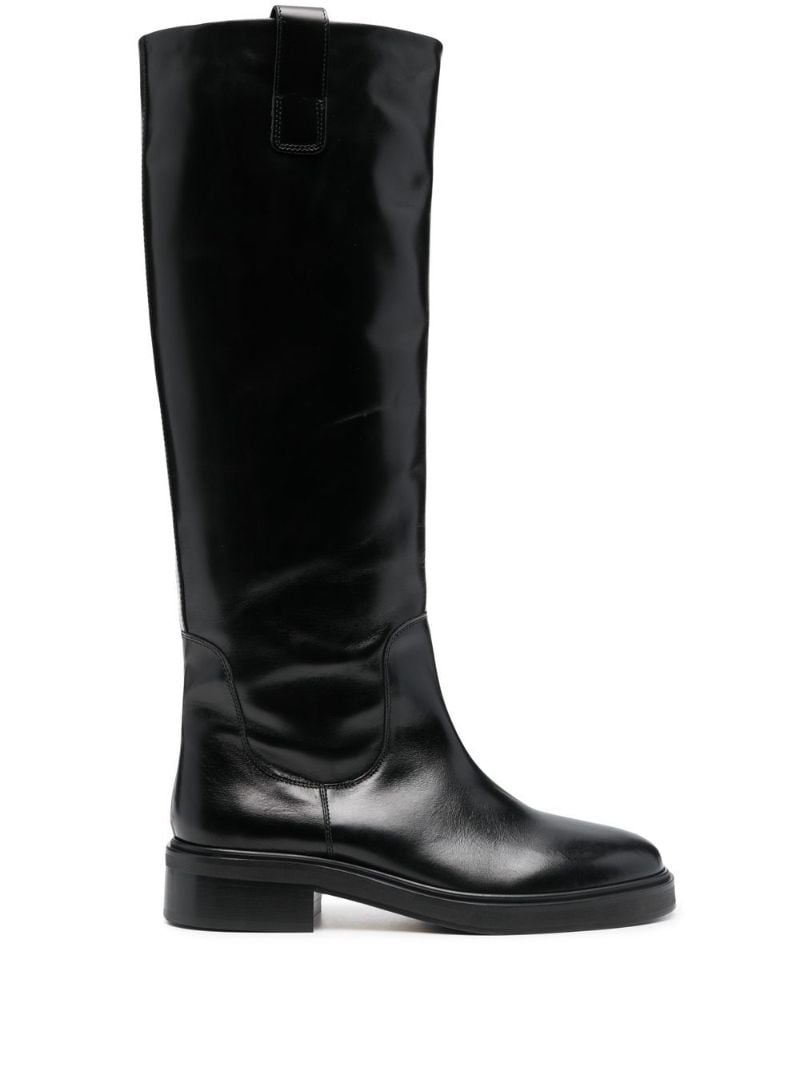 Black Henry Leather Knee Boots