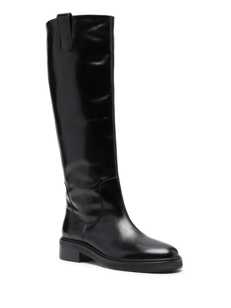 Black Henry Leather Knee Boots
