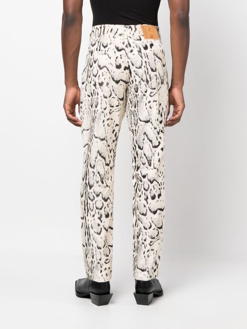 White Leopard Print Jeans