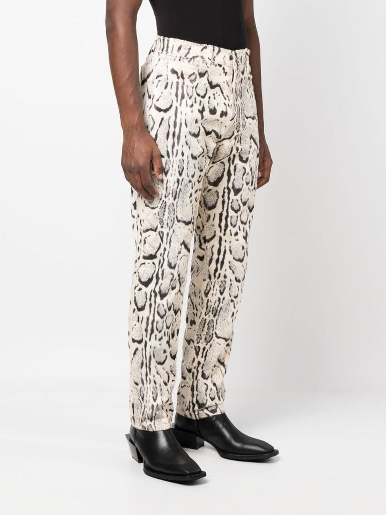 White Leopard Print Jeans
