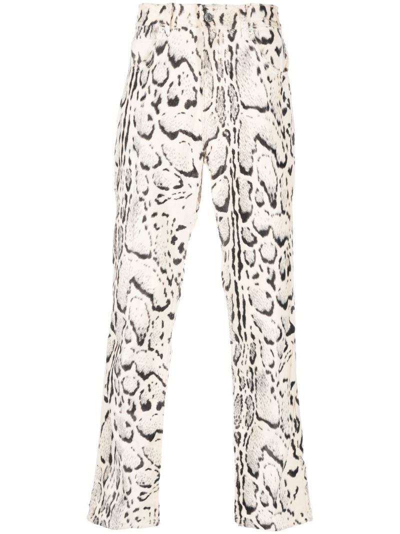White Leopard Print Jeans