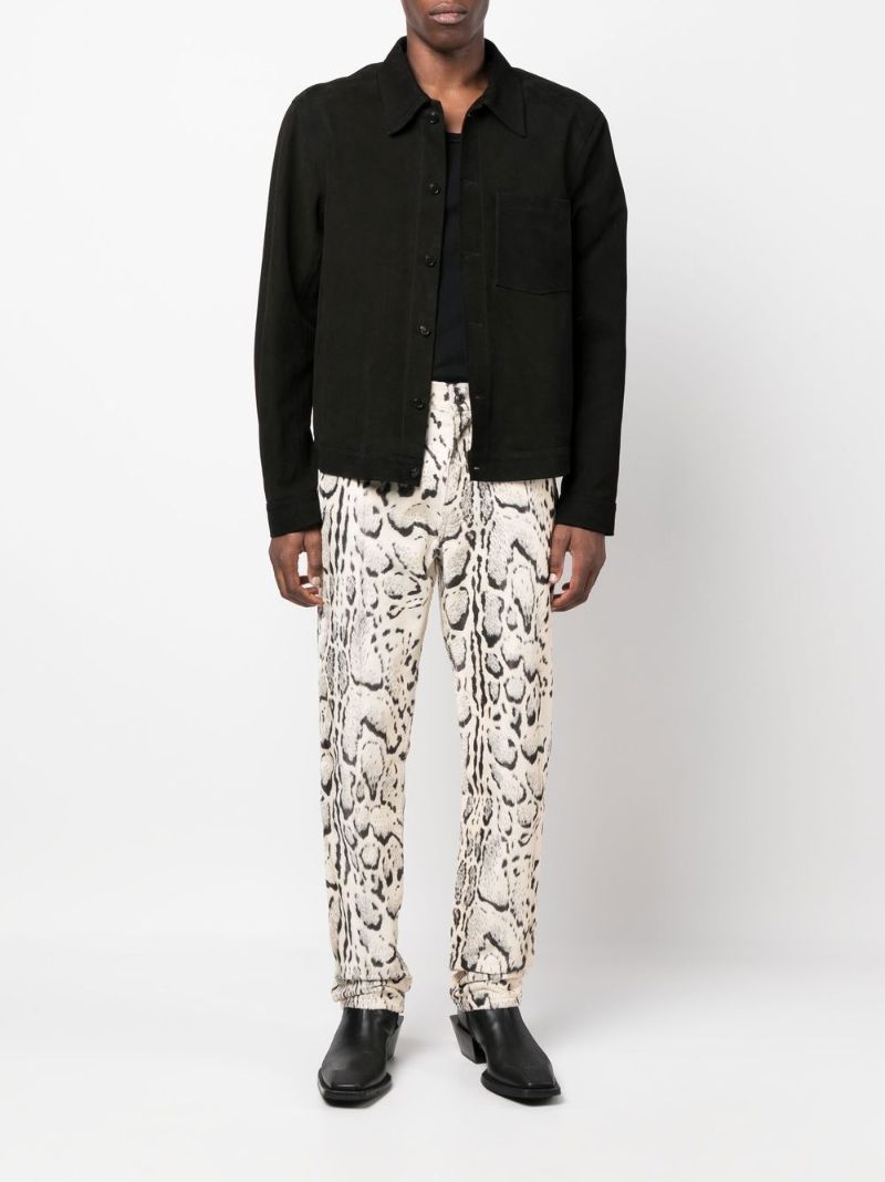 White Leopard Print Jeans