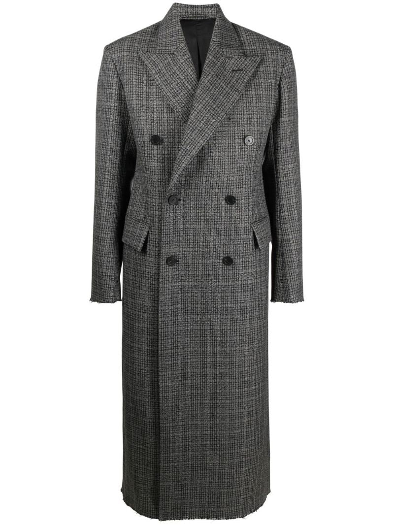 Grey Checked Double-breasted Coat