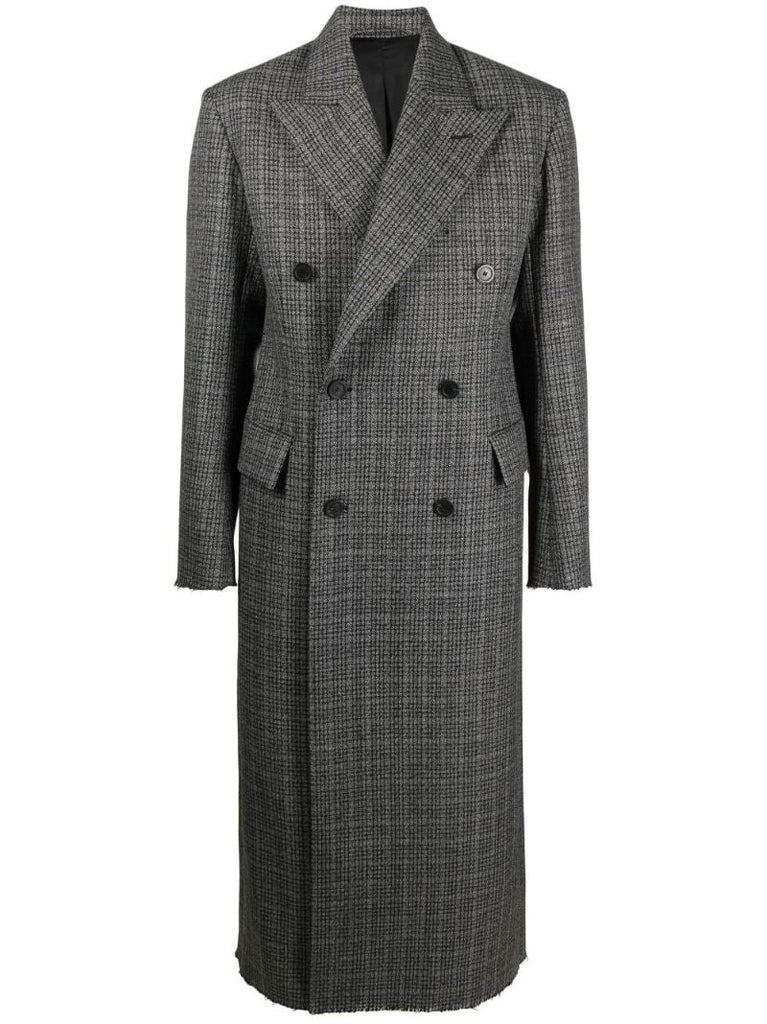Grey Checked Double-breasted Coat