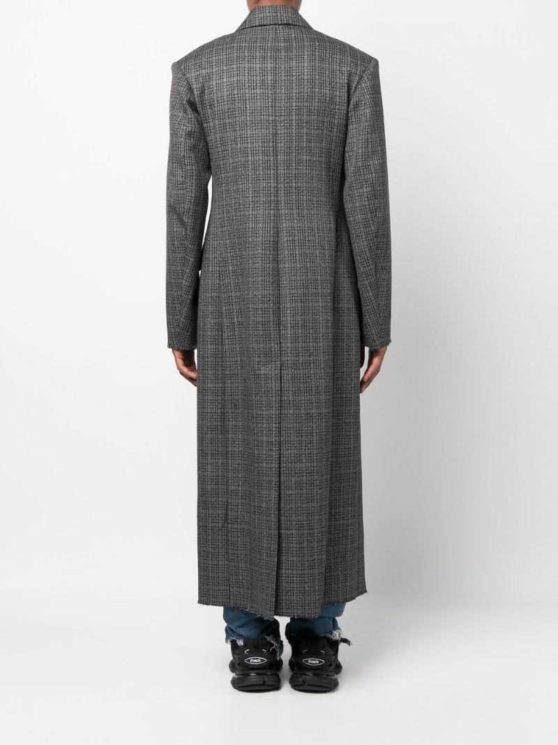 Grey Checked Double-breasted Coat