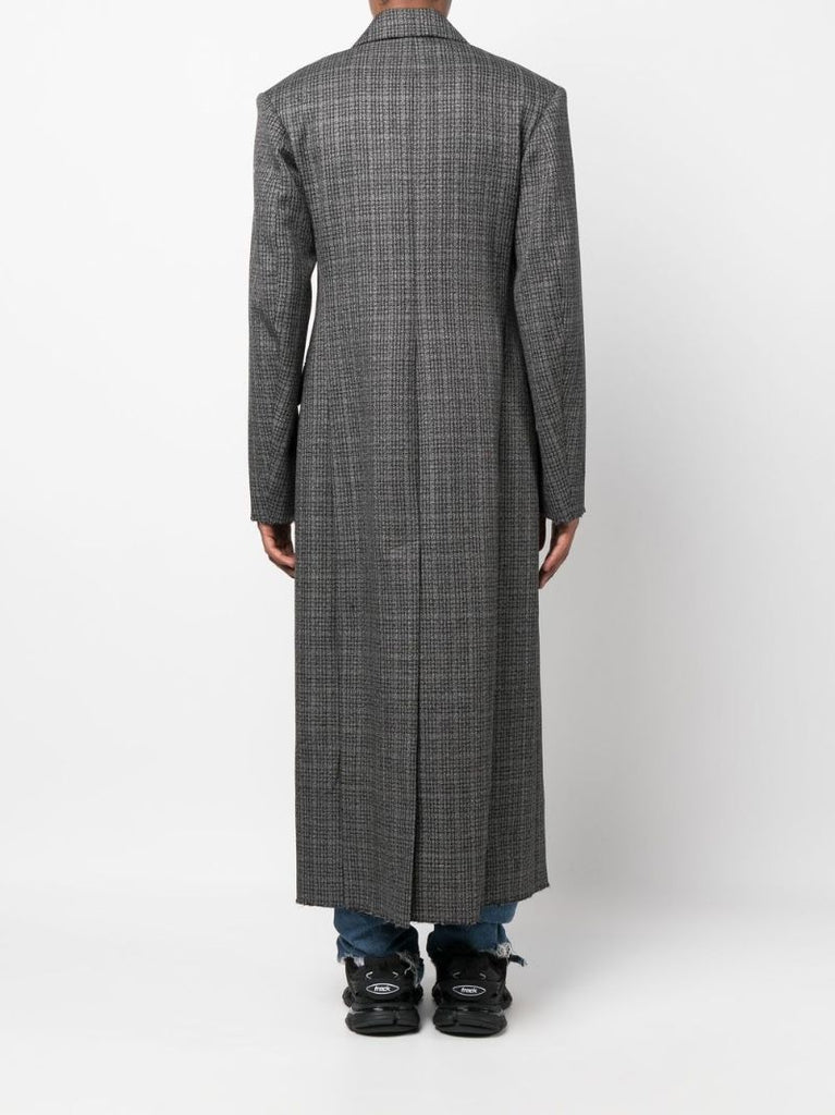 Grey Checked Double-breasted Coat