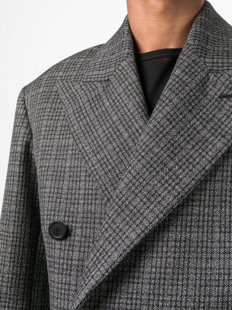 Grey Checked Double-breasted Coat
