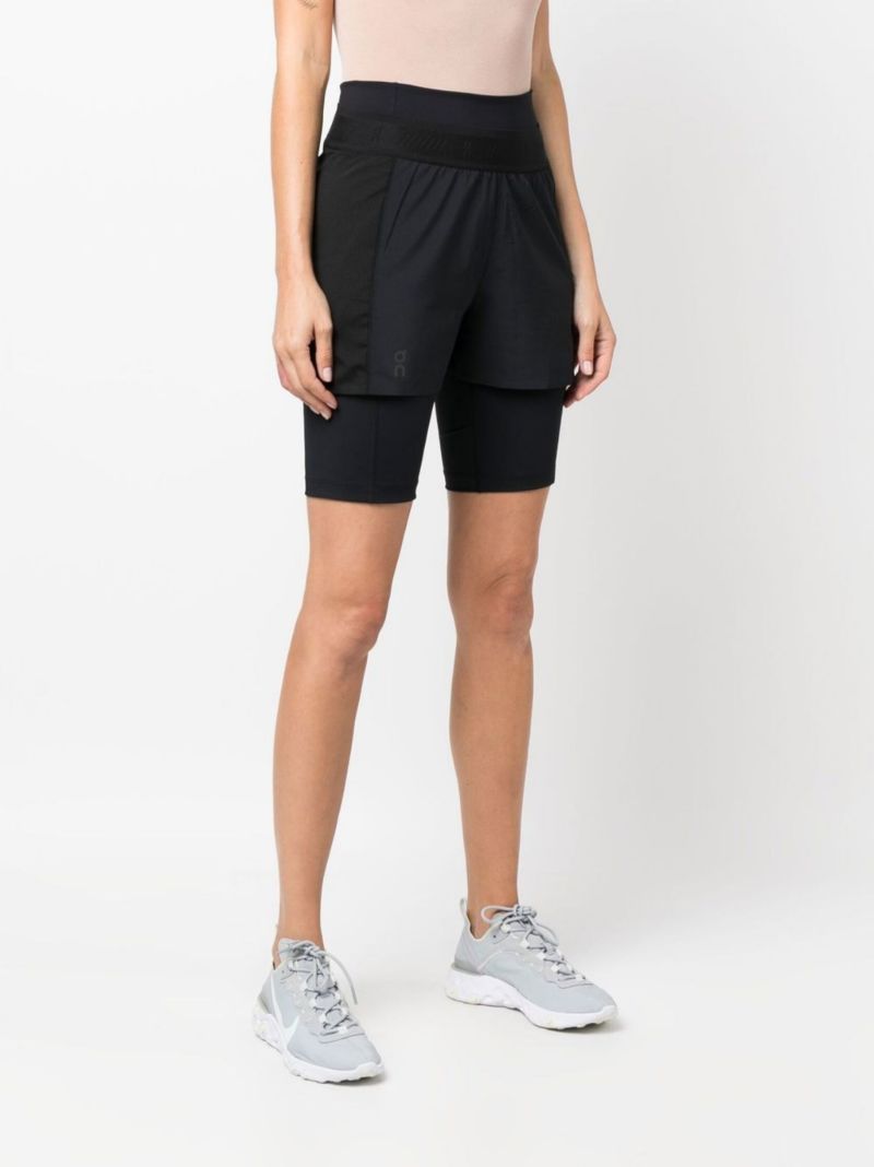 Black Active Layered Running Shorts
