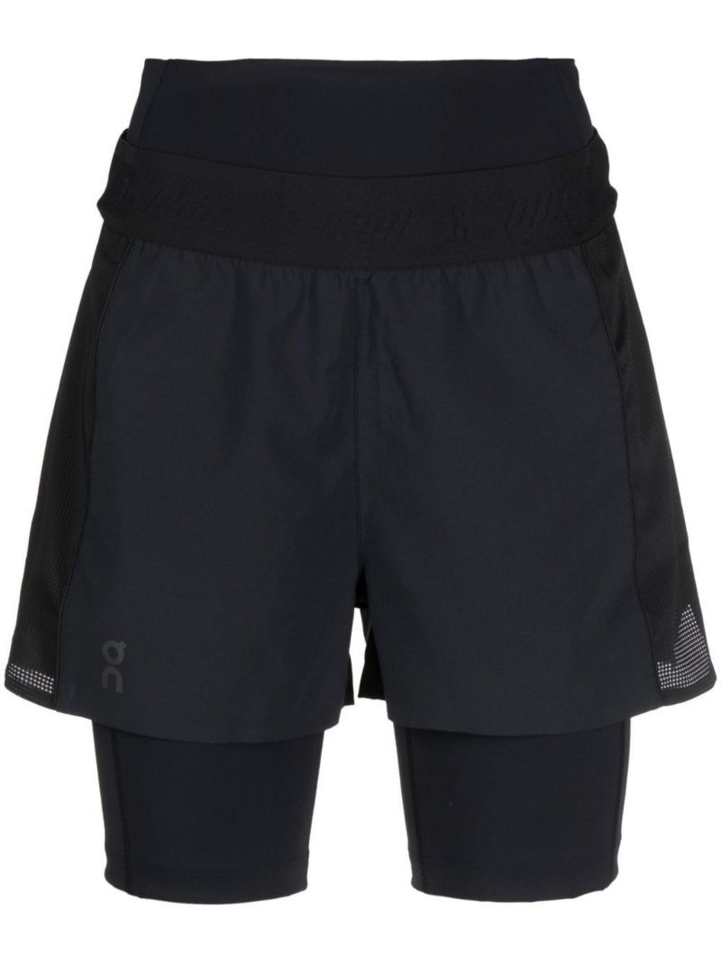 Black Active Layered Running Shorts