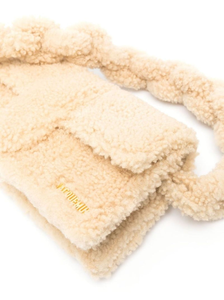 Neutral Le Bambidou Shearling Shoulder Bag