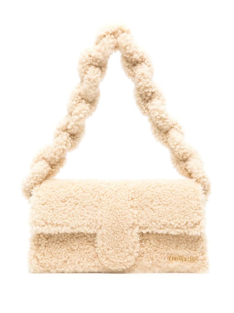 Neutral Le Bambidou Shearling Shoulder Bag
