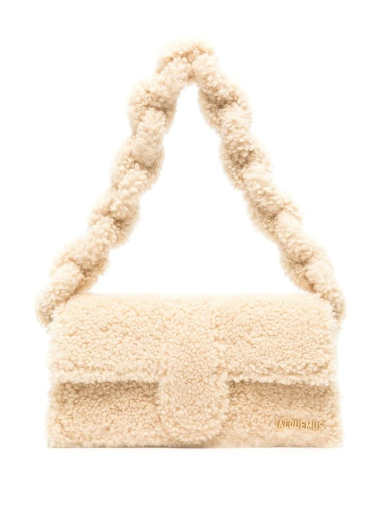 Neutral Le Bambidou Shearling Shoulder Bag
