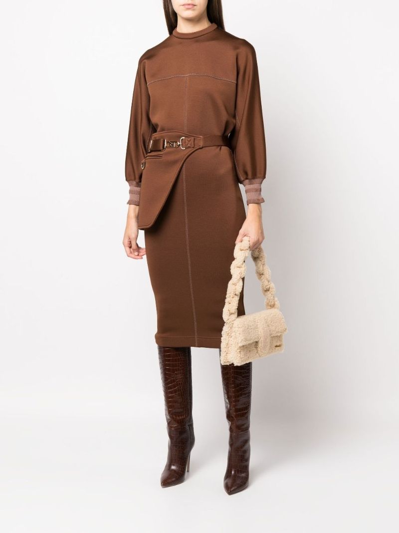 Neutral Le Bambidou Shearling Shoulder Bag