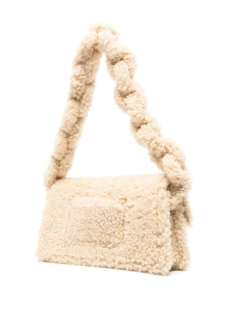Neutral Le Bambidou Shearling Shoulder Bag