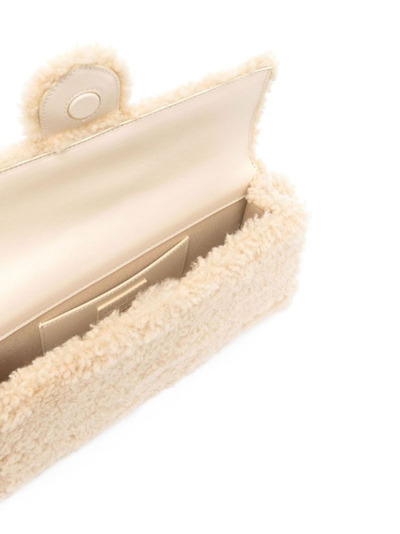 Neutral Le Bambidou Shearling Shoulder Bag