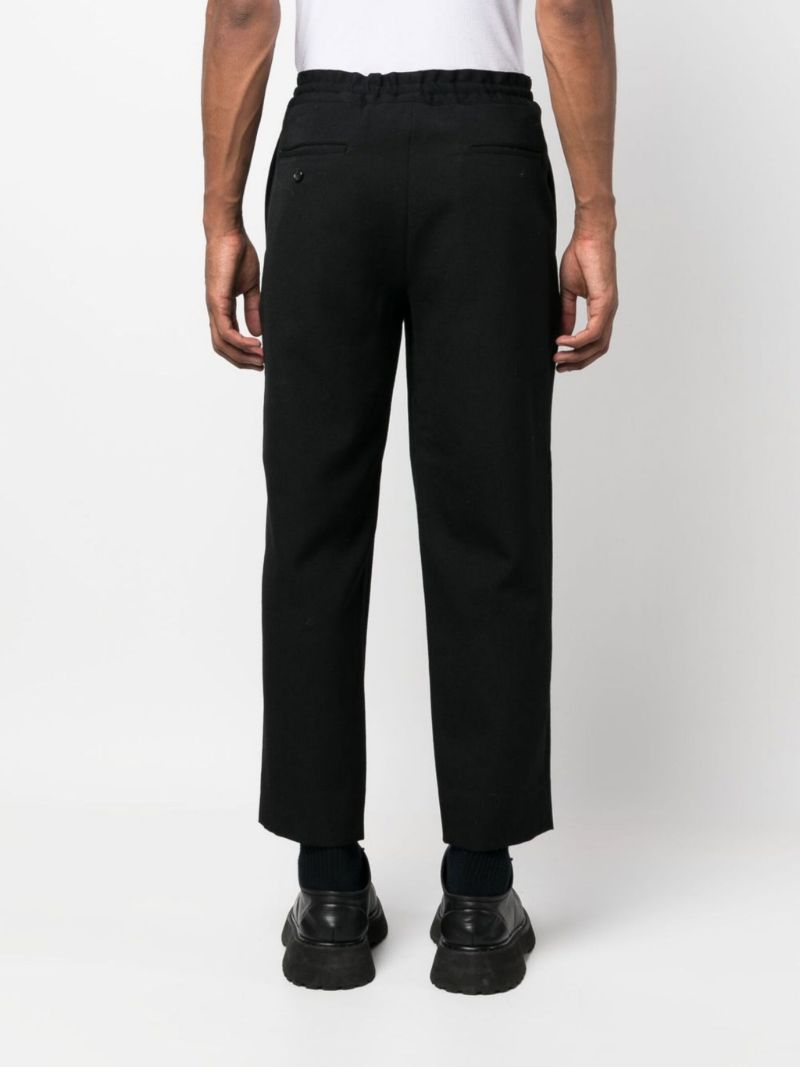 Black Wool Straight-leg Trousers