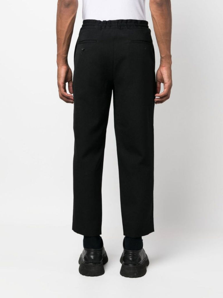 Black Wool Straight-leg Trousers