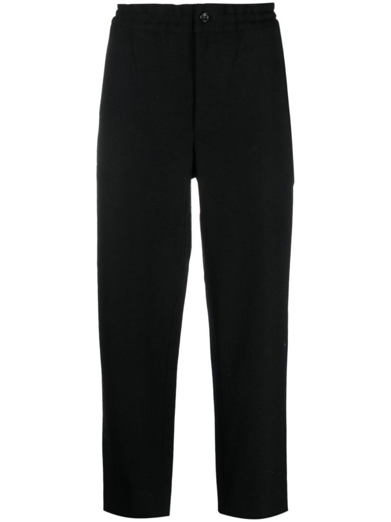 Black Wool Straight-leg Trousers