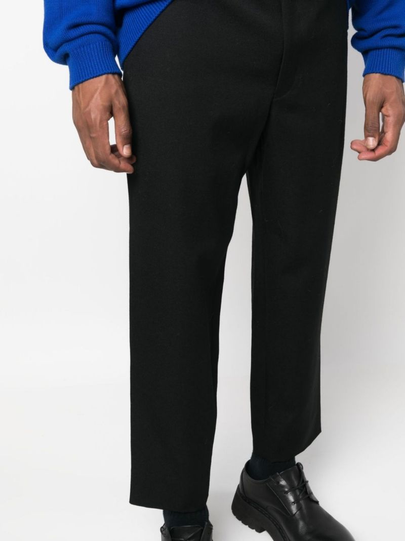 Black Wool Straight-leg Trousers