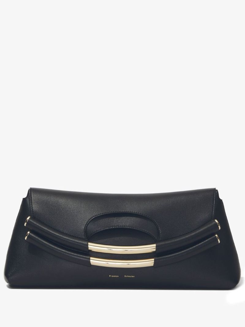 Black Bar Leather Clutch Bag