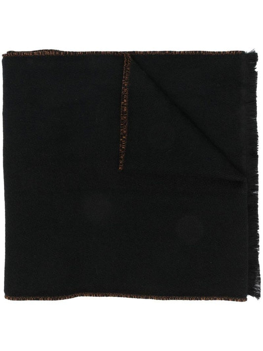 Black Two-tone Merino Wool Scarf