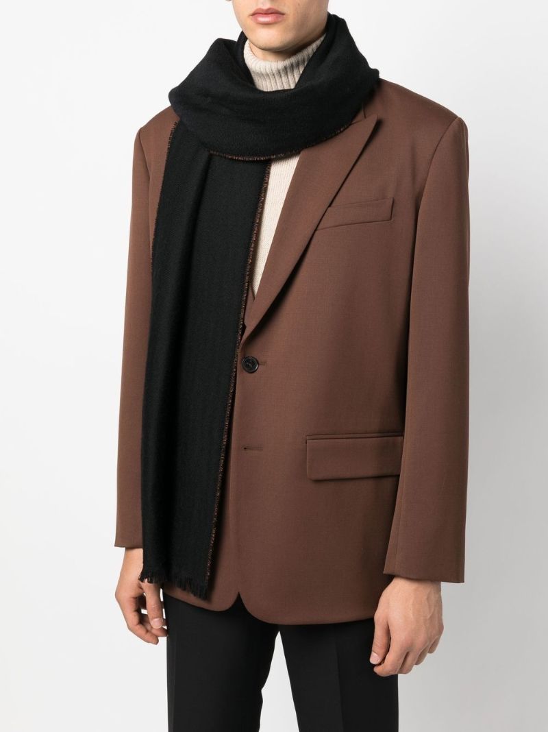 Black Two-tone Merino Wool Scarf