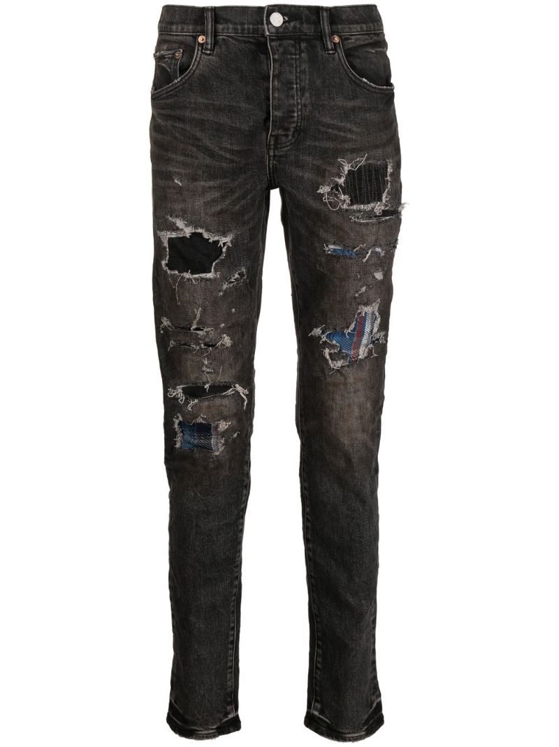 Black Distressed Slim-fit Jeans