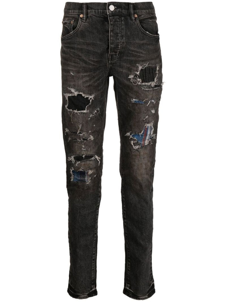 Black Distressed Slim-fit Jeans